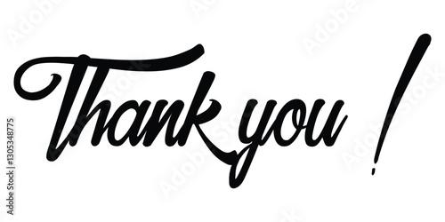 Thank you handwritten isolated on white background.
