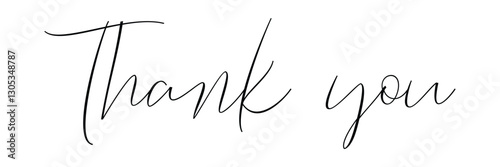 Thank you handwritten isolated on white background.