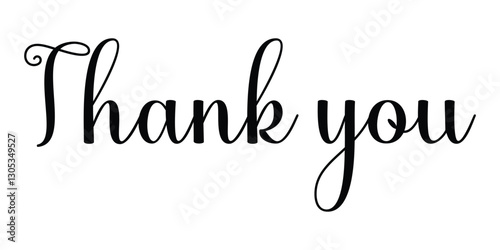 Thank you calligraphy text in elegant handwritten style, perfect for greeting cards, thank you notes, business appreciation letters, social media posts, and event decorations.