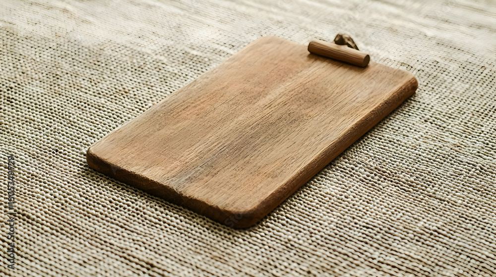 Fototapeta premium Rustic Wooden Cutting Board on Natural Textured Background