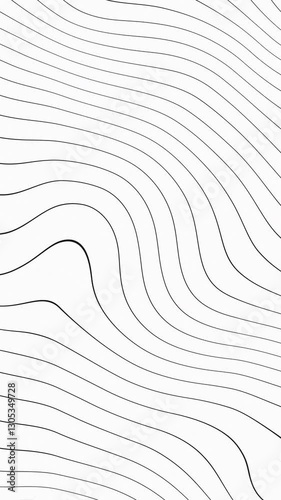 Abstract Black and White Wave with Dynamic Lines. Minimalist Motion Effect Illustration
