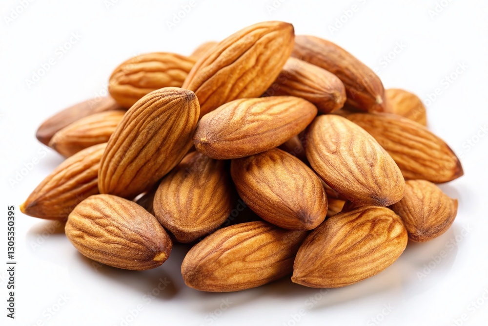 Fresh Almonds Isolated on White Background - High-Resolution Stock Photo Fresh Almonds Isolated on White Background - High-Resolution Stock Photo