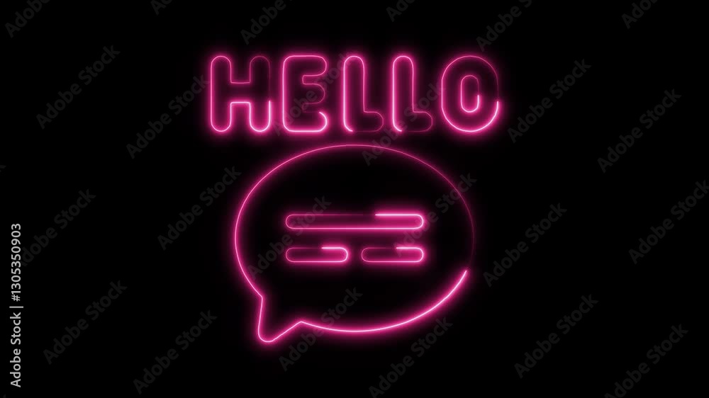 Glowing neon hello icon isolated on black background. HD Video motion graphic animation icon