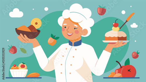 With a passion for trying new flavors this elderly gourmet critic shares her gastronomic discoveries with her readers encouraging them to broaden their taste buds.. Vector illustration