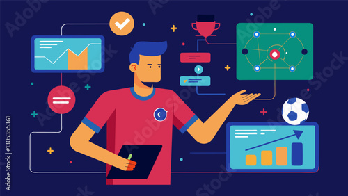Through the power of technology every movement and decision made on the field can now be analyzed and interpreted through realtime sports analytics providing valuable insights for. Vector illustration
