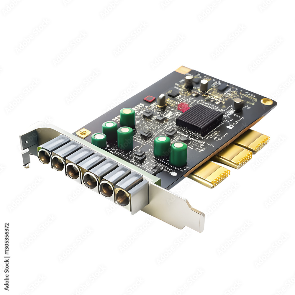 electronic components mounted on a board isolated on transparent background. electronic components mounted on a board isolated on transparent background.