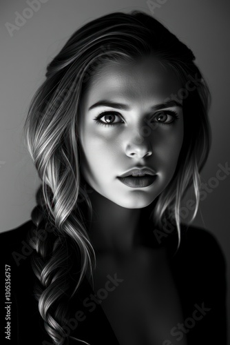 Stunning Black and White Portrait of a Woman with Braid