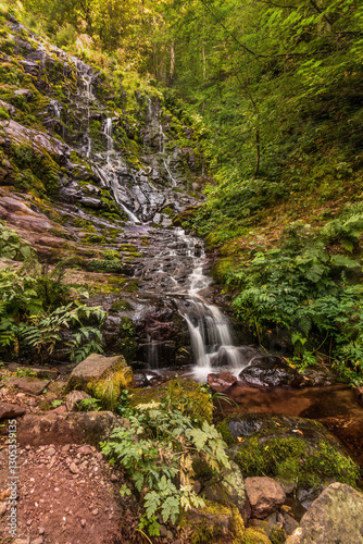 Obraz na płótnie Pilj Waterfall Cascading through Lush Green Forest w salonie