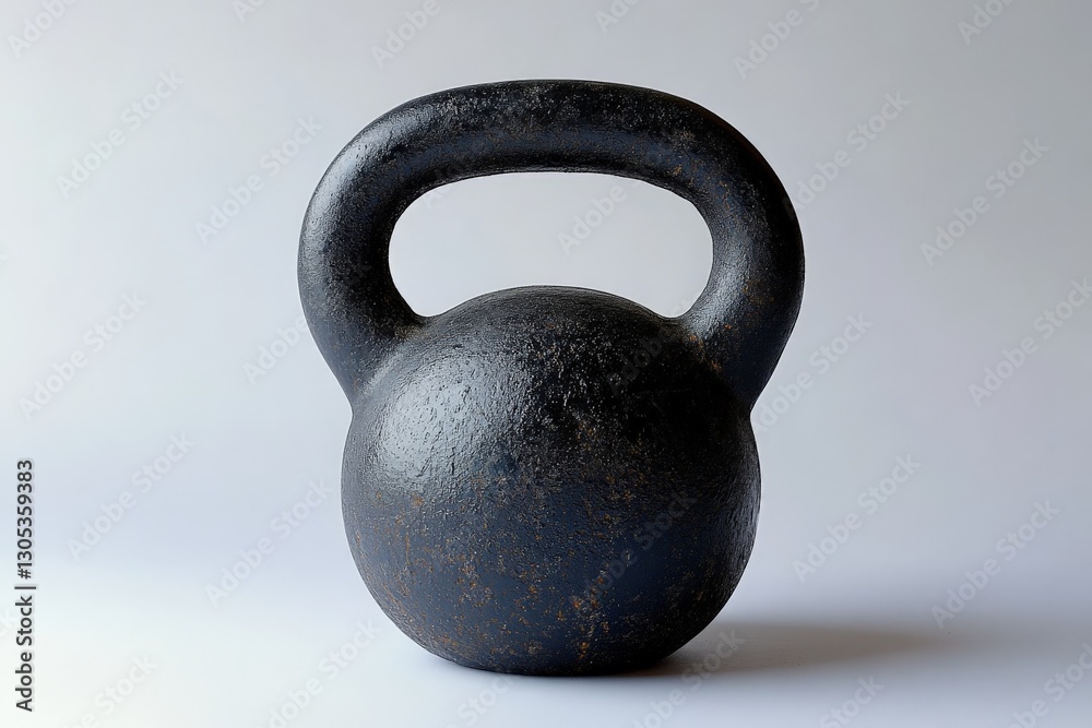 Fototapeta premium Strong black kettlebell on a minimalist background for fitness training and workouts