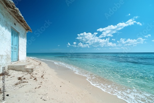 house on the sand beach near sea