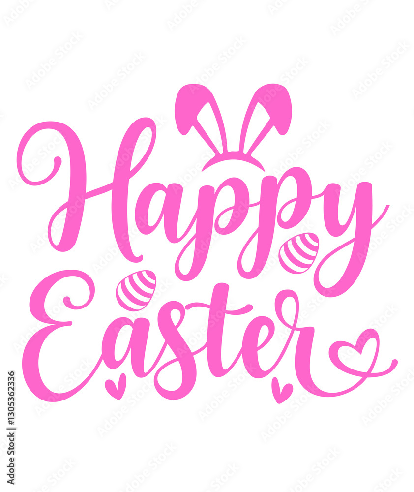 Happy Easter typography clip art design on plain white transparent isolated background for card, shirt, hoodie, sweatshirt, apparel, tag, mug, icon, poster or badge