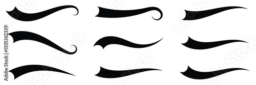 Swash and swooshes tails icon. Retro swishes and swashes for athletic typography, logos, baseball font. Set of hand lettering underlines lines. Vector underline stroke. Design concept element on white