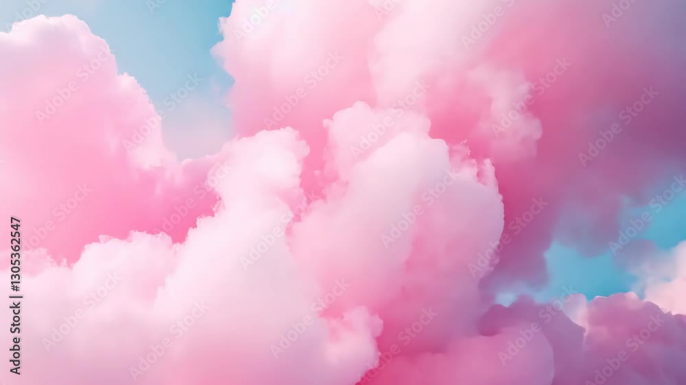 Pink and White Fluffy Clouds in a Blue Sky Pink and White Fluffy Clouds in a Blue Sky