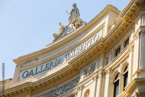 Galleria umberto I in Naples, Italy,  with sculptures and ornate details
