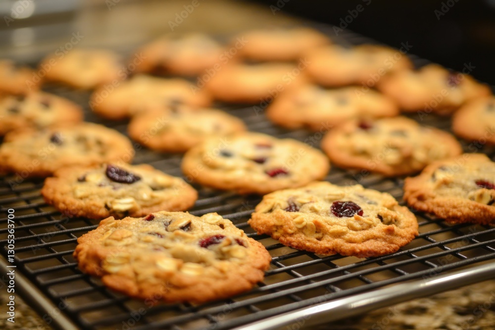 Oatmeal Cranberry Cookies. Classic Biscuit with Dried Cranberries for Delicious Dessert