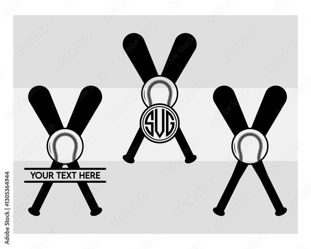 Fototapeta premium Baseball Bat Monogram, Baseball Bat Silhouette, Sports Svg, Baseball Stick Svg, Bat Svg, Baseball Bat Png, Baseball Svg Images, Split Monogram, Circle Monogram 