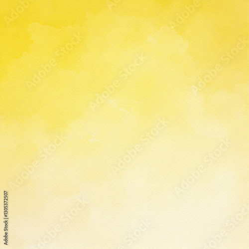 Festive Easter Yellow Pastel Watercolor paint paper background. Grunge texture template for spring seasonal design.