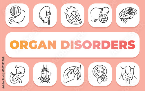 organ disorders text concept. Shablon for presentation and Infographics.