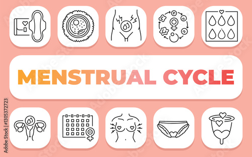 menstrual cycle text concept. Shablon for presentation and Infographics.