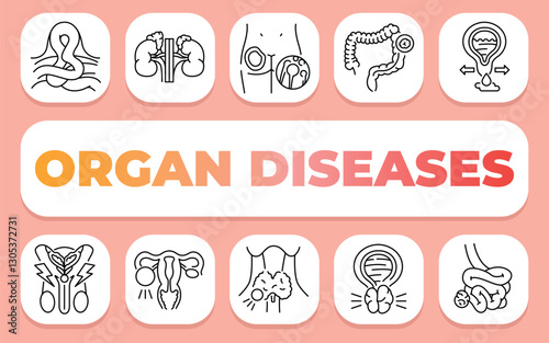 organ diseases text concept. Shablon for presentation and Infographics.