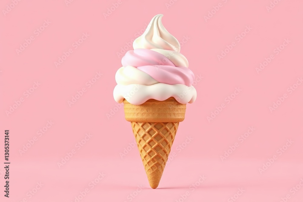 there is a pink ice cream cone with a pink swirl on it there is a pink ice cream cone with a pink swirl on it