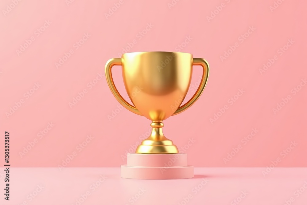 a close up of a gold trophy on a pink surface a close up of a gold trophy on a pink surface