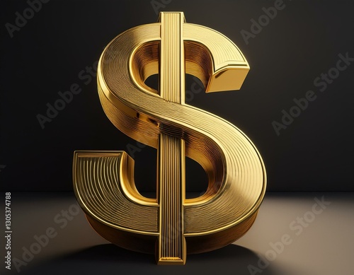 gold dollar sign on black background 3d illustration