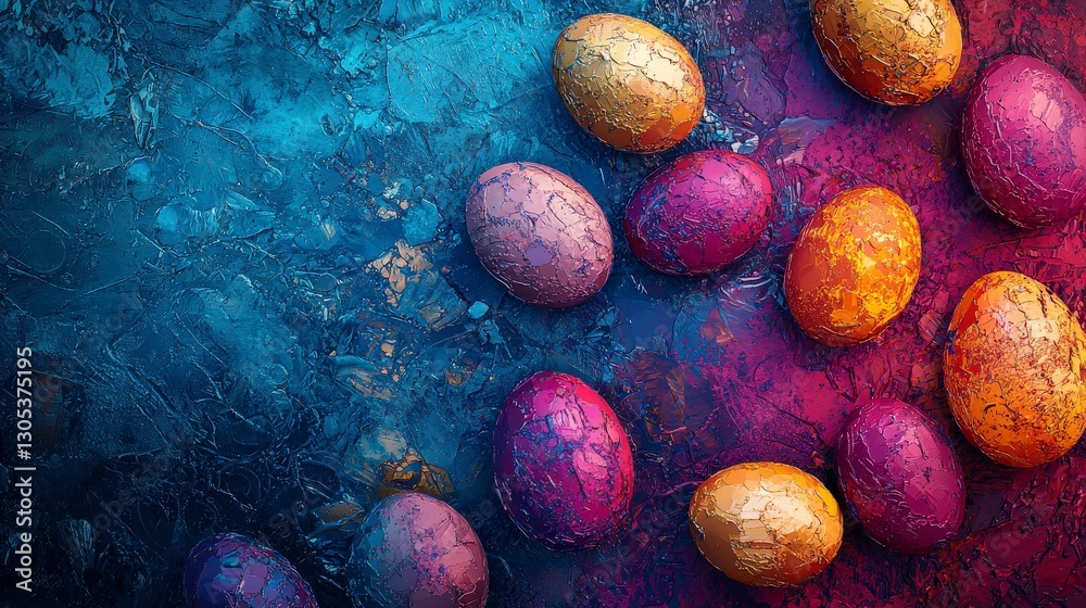 Colorful eggs on textured background with contrast Colorful eggs on textured background with contrast