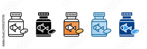 Omega 3 Capsules Icon Set Multiple Style Collection