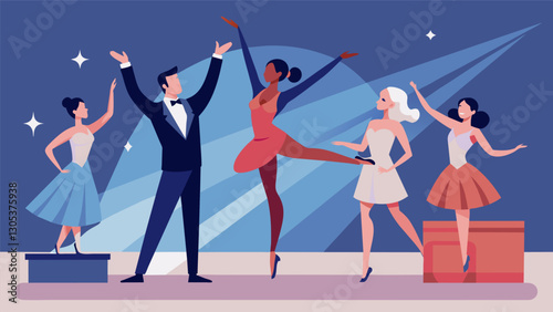 The judges were impressed not only by the dancers technical skills but also by the passion and charisma they brought to the competition.. Vector illustration