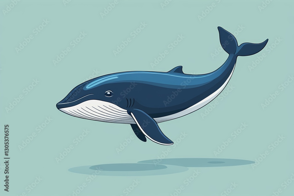 Fototapeta premium cartoon whale with a long tail and a long tail