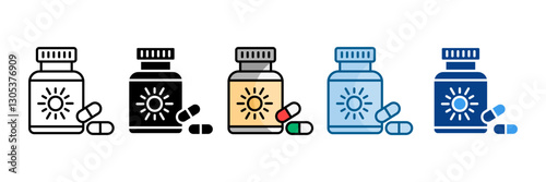 Vitamin D Icon Set Multiple Style Collection