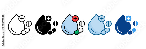 Vitamin B Pills Icon Set Multiple Style Collection