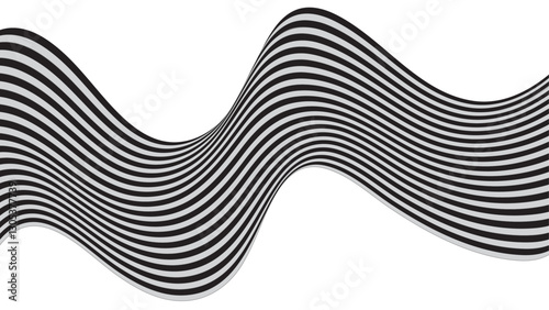 Marine vector seamless pattern with stylized black and whitewaves. Sea waves rainbow groovy design Wavy Line. Layered illustration seamless pattern. 