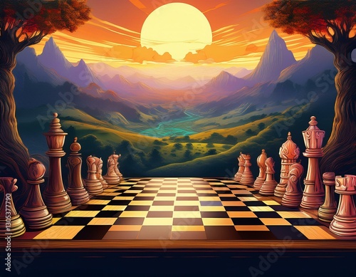 chessboard fantasy landscape