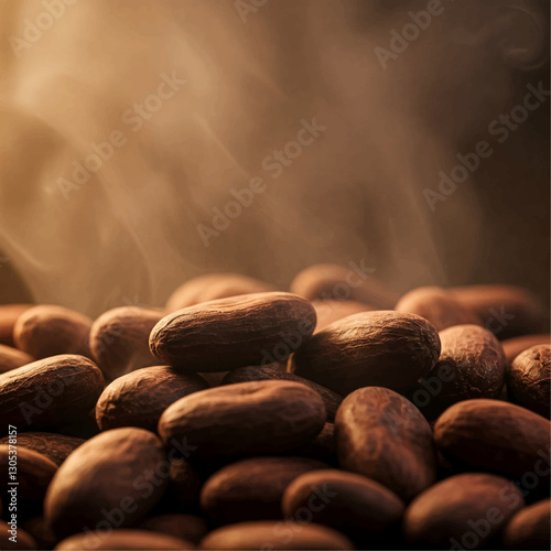 cocoa, cocoa beans, freshly roasted cocoa beans, steaming cocoa beans, fragrant roasted cocoa beans