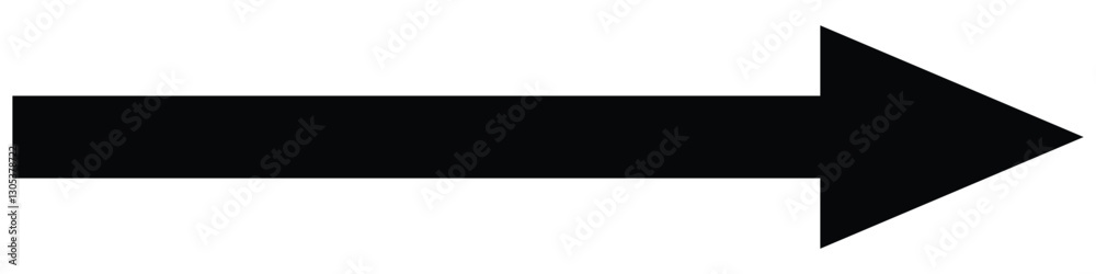 Black long arrow vector, silhouette. Long arrow icon. Vector set of trendy long arrow pointing right in flat style. Horizontal long arrow. Vector illustration.