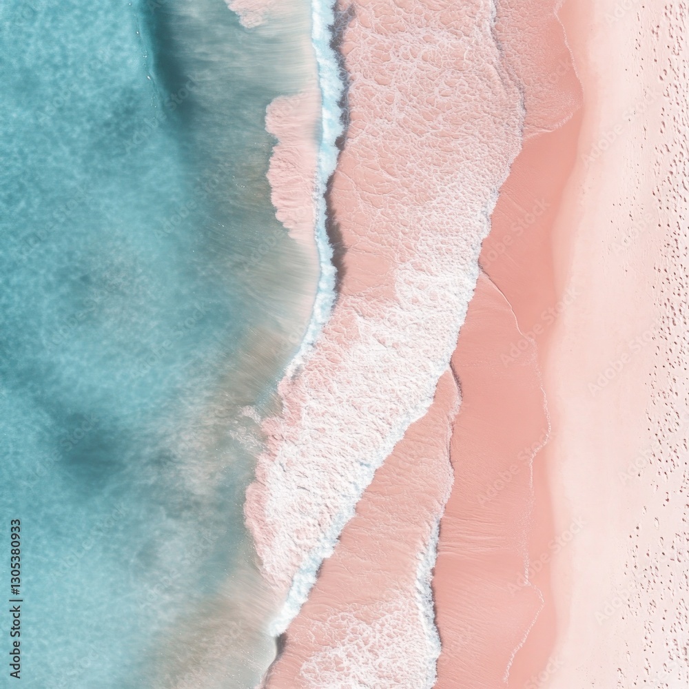 Fototapeta premium Pastel Beach Waves Aerial View