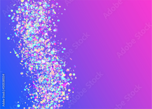 Carnival Paper. Disco Texture. Digital Banner. Falling Ribbon. Blue 3d Glitter. Festive Sparkle. Light Abstract Illustration. Carnaval Background. Purple Carnival Paper