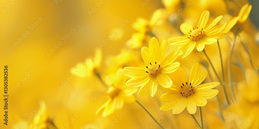 Delicate yellow flowers bloom abundantly, showcasing nature's vibrant colors in a captivating landscape. Delicate yellow flowers bloom abundantly, showcasing nature's vibrant colors in a captivating landscape.
