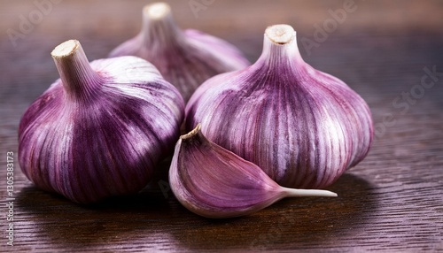 closeup of purple garlic