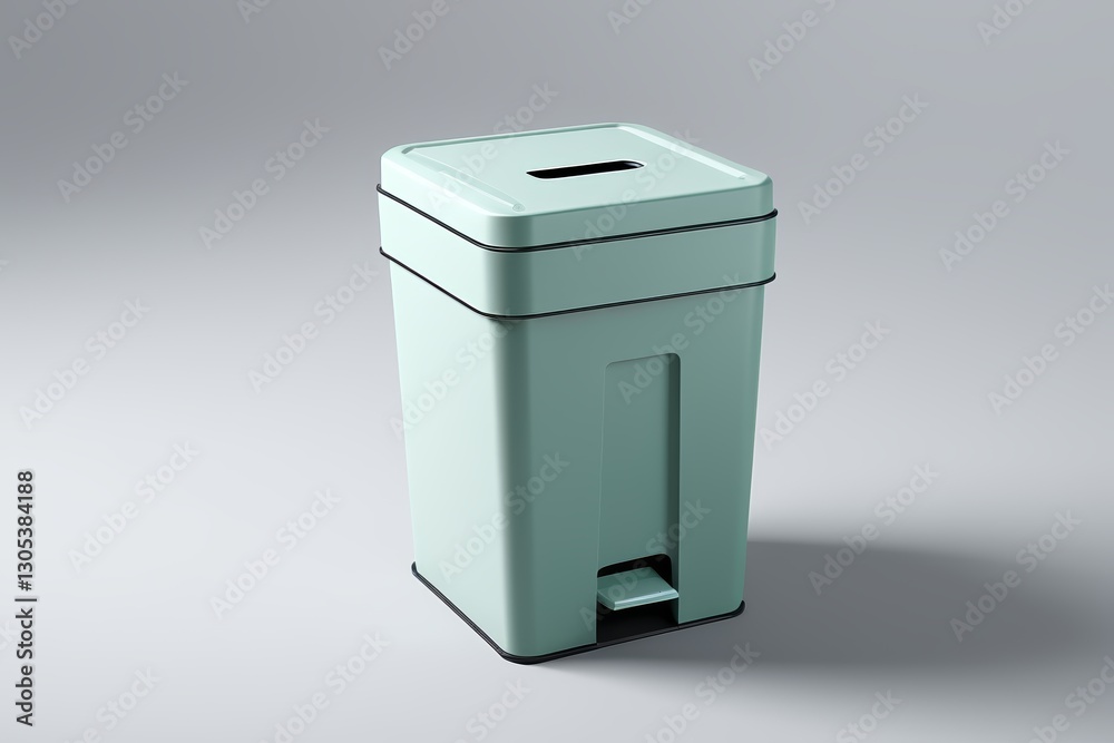 there is a green trash can with a black lid there is a green trash can with a black lid