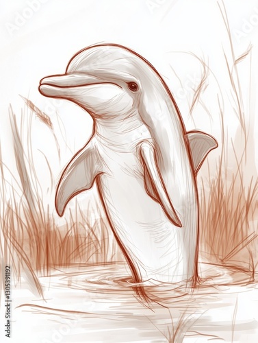 Sketchy Dolphin in Marsh Waters photo