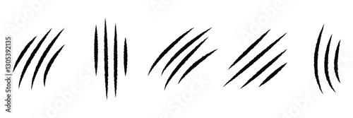 Wallpaper Mural Claw scratch. Animal claws icon set. Black claw marks. Claw mark vector silhouette set. Claws beast ripped marks. Torontodigital.ca