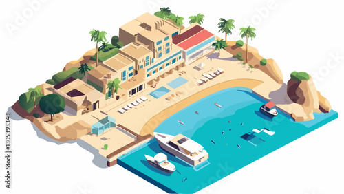 Exploring Ibiza's Shores Through Isometric Art .eps