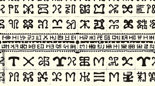 Ancient Script: A close-up view showcasing intricate patterns, revealing enigmatic ancient script. capturing the rich heritage and historical depth