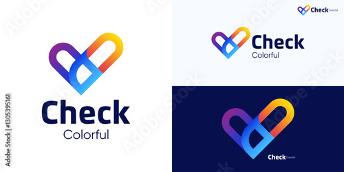 Check logo design, Vibrant check mark Logo icon with colorful gradient style, Simple modern check symbol icon inspirations, Creative concept Dynamic check mark Logo for technology or Brand Identity.