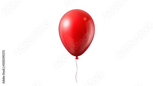 Vibrant Red Balloon Isolated on Transparent Background

