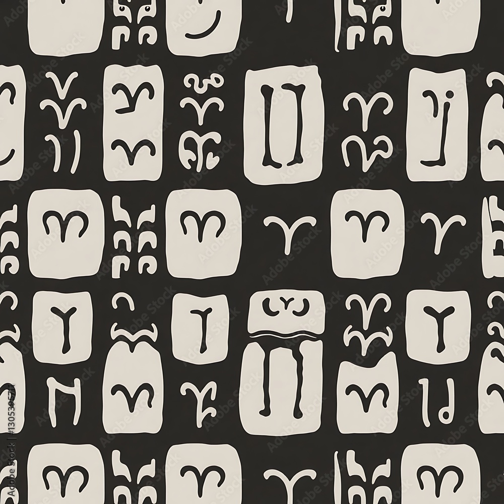 Ancient Symbols Pattern: A visually captivating pattern of ancient symbols, artfully arranged on a dark background. The design evokes a sense of history, mystery, and cultural richness. Ancient Symbols Pattern: A visually captivating pattern of ancient symbols, artfully arranged on a dark background. The design evokes a sense of history, mystery, and cultural richness.