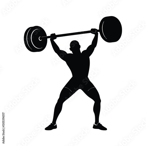 silhouette of a man lifting a barbell vector art